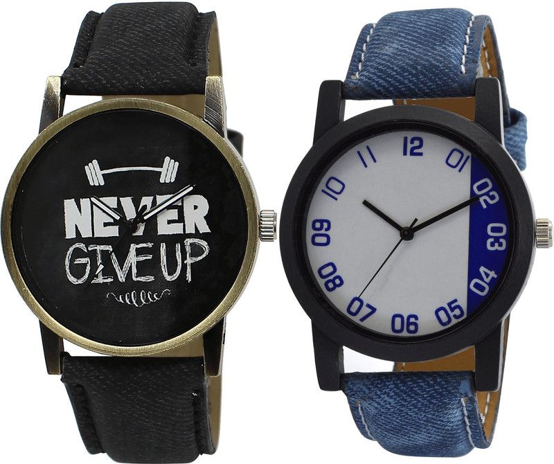 combo watch Analog Watch - For Girls Best Quartz Never Give Up Analogue Black And Blue Color Boys And Men Watch - BL46.27-B40 (Combo Of 2 )