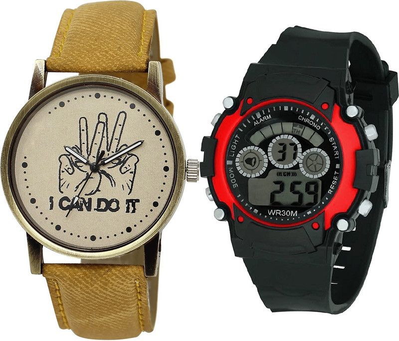 combo watch Analog Watch - For Girls Brand New 3D Design I Cand Do It And Kids Analogue Brown And Black Color Boys And Men Watch - BL46.30-B5 (Combo Of 2 )
