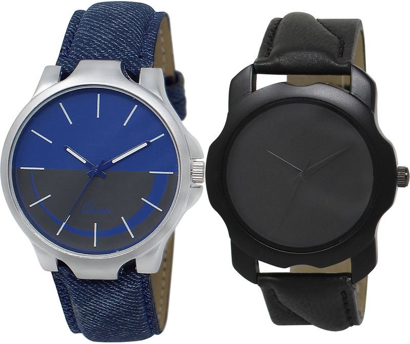 combo watch Analog Watch - For Girls Modish Love Analogue Blue And Black Color Boys And Men Watch - BL46.24-BL46.22 (Combo Of 2 )