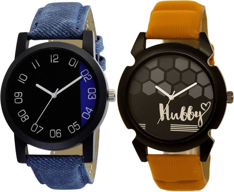 combo watch Analog Watch - For Girls Latest Gift Hubby Analogue Blue And Brown Color Boys And Men Watch - B37-BL46.32 (Combo Of 2 )