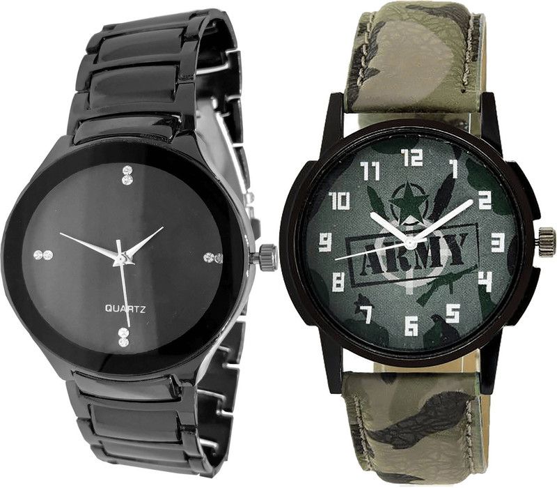 combo watch Analog Watch - For Girls Brand New Wrist Army Analogue Black And Green Color Boys And Men Watch - B67-B21 (Combo Of 2 )