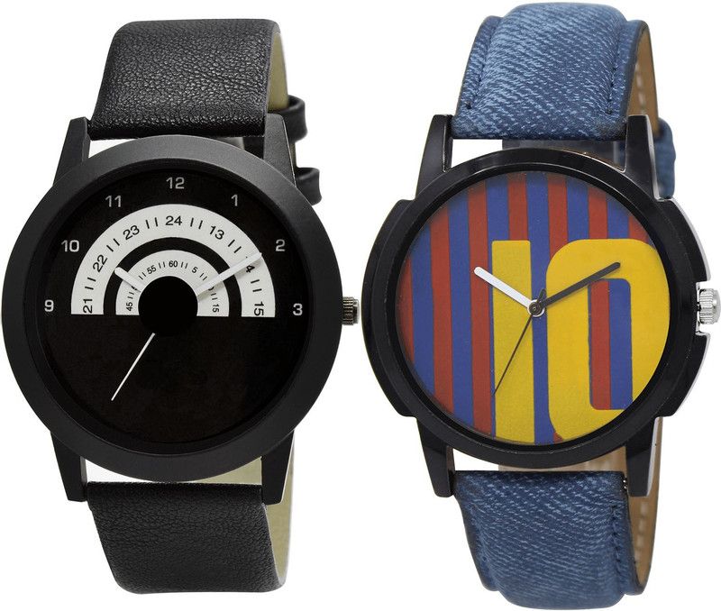 combo watch Analog Watch - For Girls Modern Style Messi Football Analogue Black And Blue Color Boys And Men Watch - B48-BL46.10 (Combo Of 2 )
