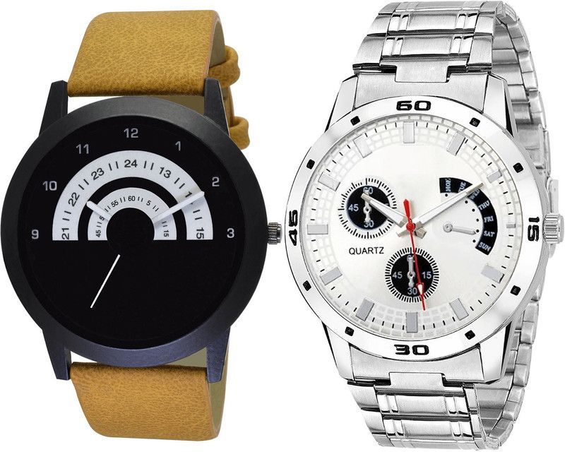 combo watch Analog Watch - For Girls Modish Professional Analogue Brown And Silver Color Boys And Men Watch - B49-B85 (Combo Of 2 )