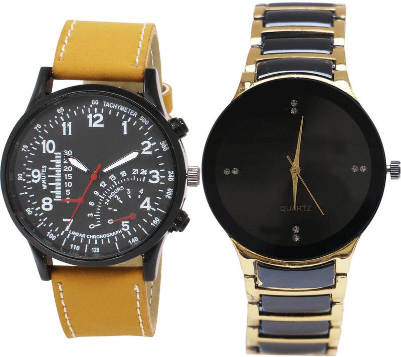 combo watch Analog Watch - For Girls Stylish Analogue Brown And Black Color Boys And Men Watch - B42-B69 (Combo Of 2 )