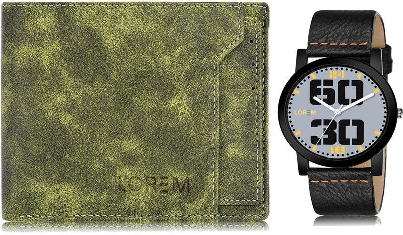 Combo Of Men Watch & Artificial Leather Wallet- Analog Watch - For Men FZ-WL16-LR47