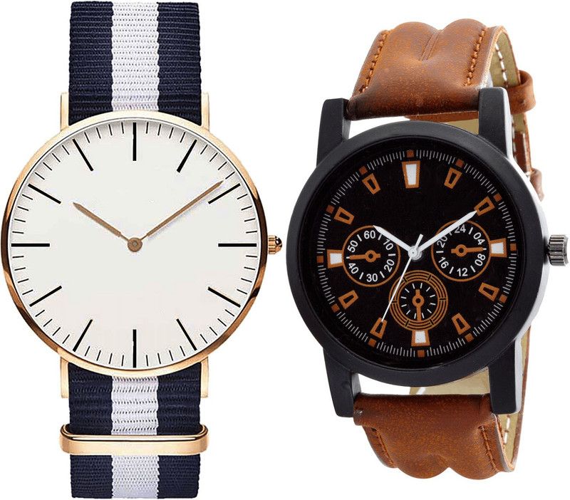 combo watch Analog Watch - For Girls Treading 3D Design Analogue Blue And Brown Color Boys And Men Watch - B109-B30 (Combo Of 2 )