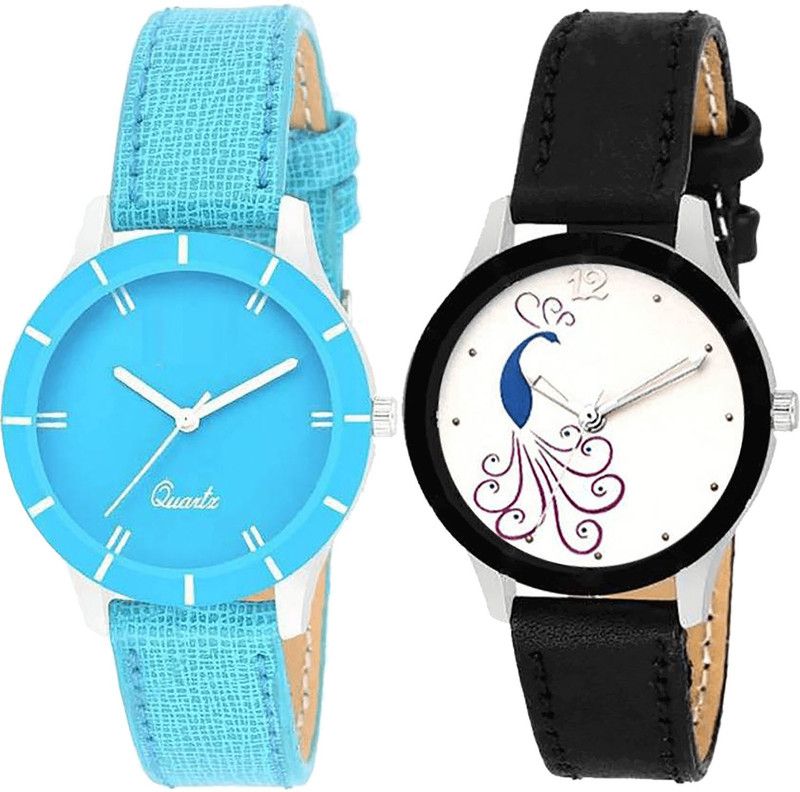 combo watch Analog Watch - For Girls Treading Italian Designer Peacock Analogue Blue And Black Color Girls And Women Watch - G269-G271 (Combo of 2 )