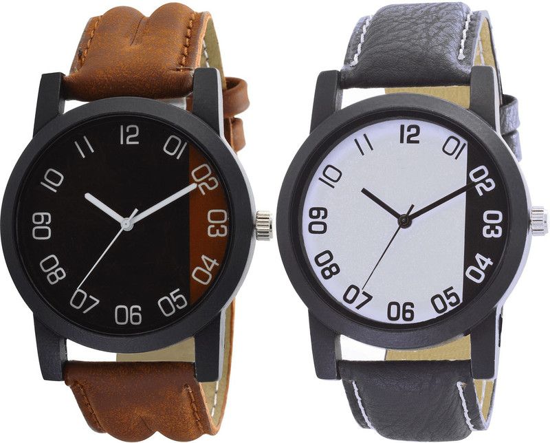 combo watch Analog Watch - For Girls Latest Tread Analogue Brown And Black Color Boys And Men Watch - B36-B41 (Combo Of 2 )