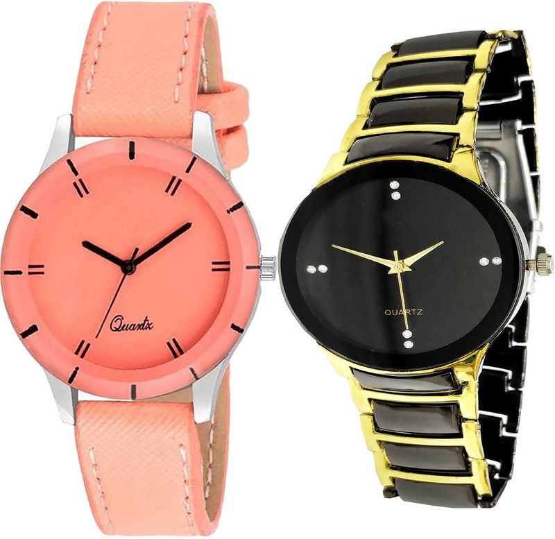 combo watch Analog Watch - For Girls Modern Heart Analogue Red And Gold Color Girls And Women Watch - G270-G208 (Combo of 2 )