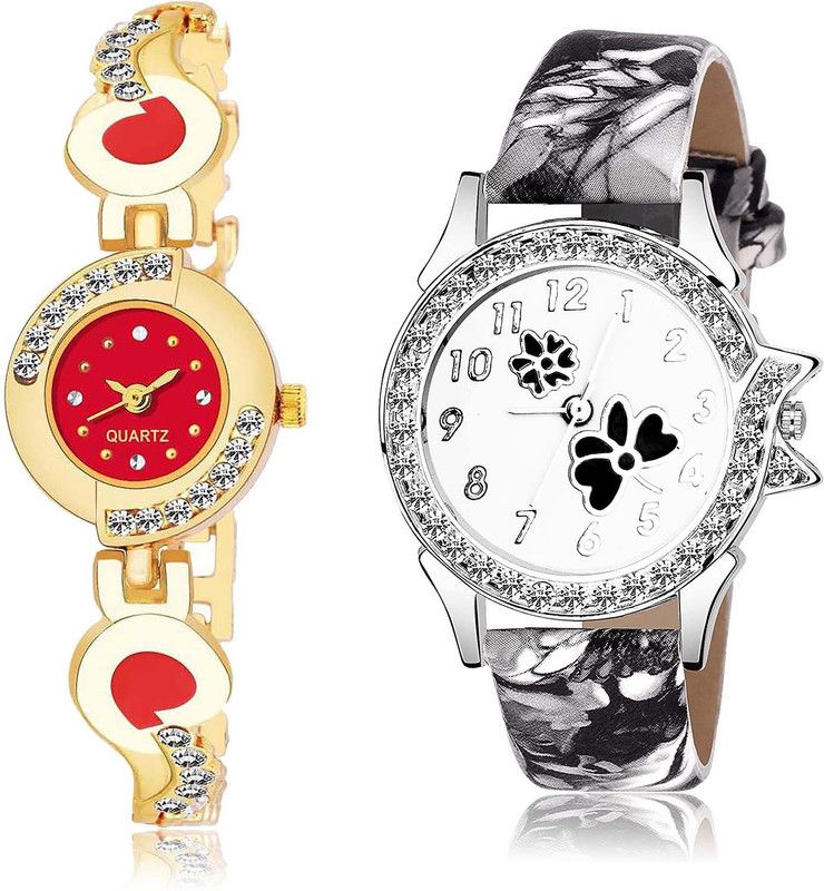 Analog Watch - For Girls Classical Luxury Chain And Flower Dimond Combo Watch For Girls And Women - G441-G408