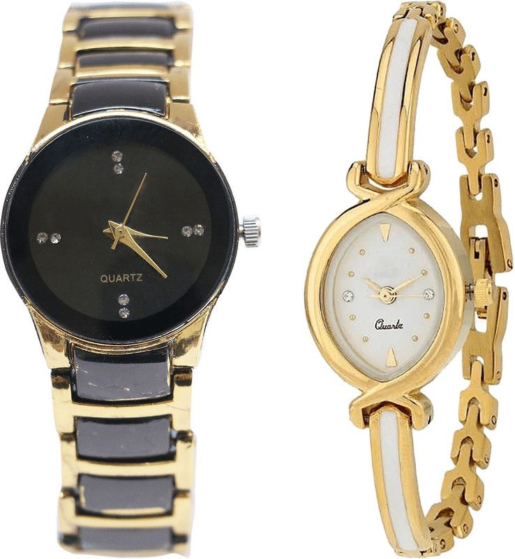 combo watch Analog Watch - For Girls Treading Casual Analogue Gold Color Girls And Women Watch - G208-G123 (Combo Of 2 )