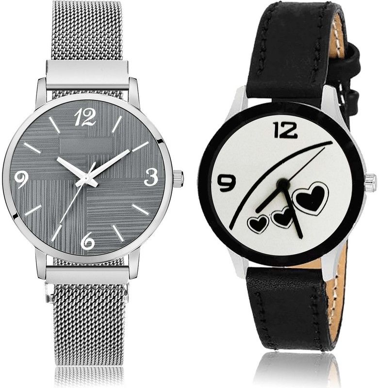combo watch Analog Watch - For Women New Fashion Magnet Chain And Love Valentine 2 Watch Combo For Girls And Women - GM227-G342