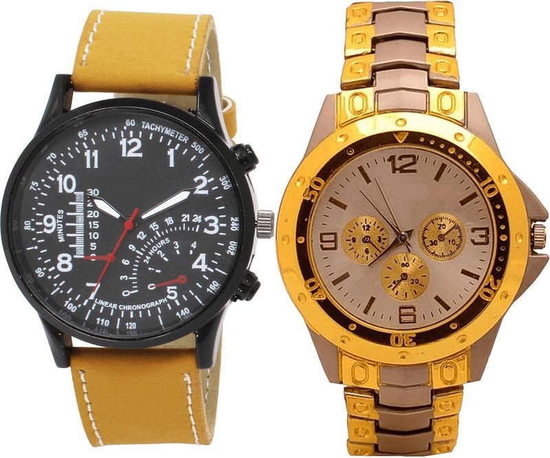 combo watch Analog Watch - For Girls Modish Branded Analogue Brown And Silver Color Boys And Men Watch - B42-B74 (Combo Of 2 )