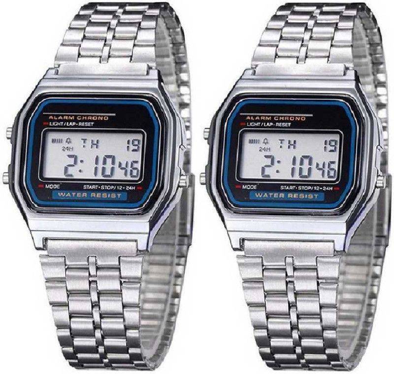 Digital WATCH Digital Watch - For Boys & Girls Silver-Digital-Combo-Blueledmtl-Digital-Watch - For Boys