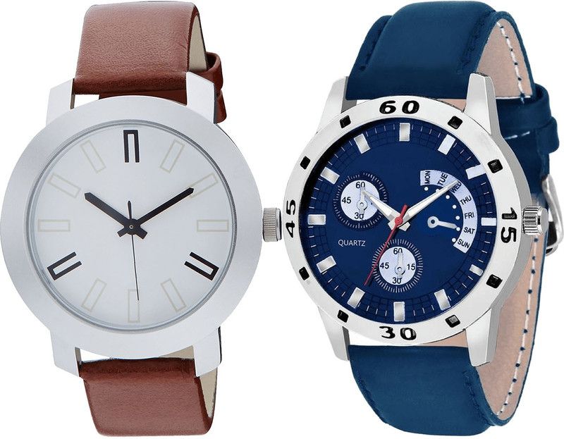 combo watch Analog Watch - For Girls Classical Royal Analogue Brown And Blue Color Boys And Men Watch - B44-B56 (Combo Of 2 )
