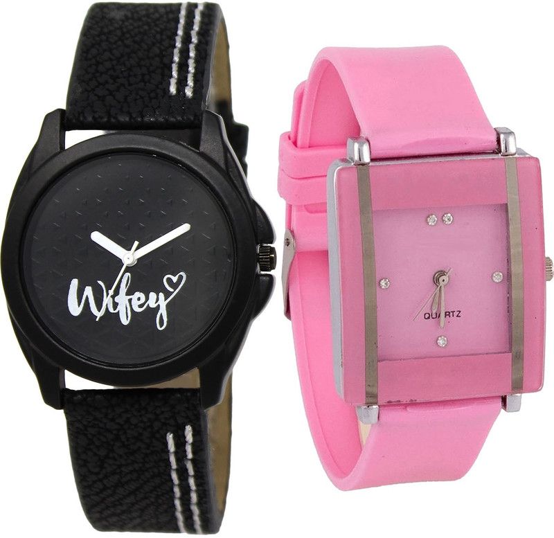 combo watch Analog Watch - For Girls Contemporary Rich Wife Analogue Black And Pink Color Girls And Women Watch - Gl234-G14 (Combo Of 2 )