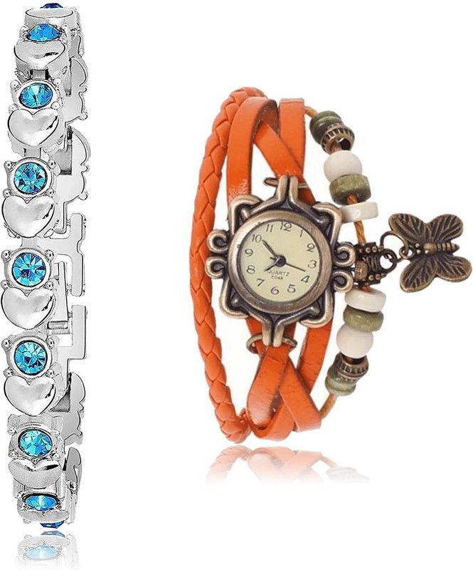 Analog Watch - For Women New Valentine Bracelet And Butterfly 2 Watch Combo For Girls And Women - GX3-G62
