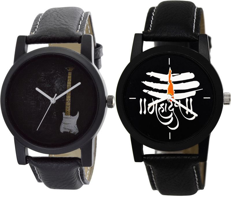 combo watch Analog Watch - For Girls Classical Stylish Guitar And Mahadev Analogue Black Color Boys And Men Watch - B35-B114 (Combo Of 2 )