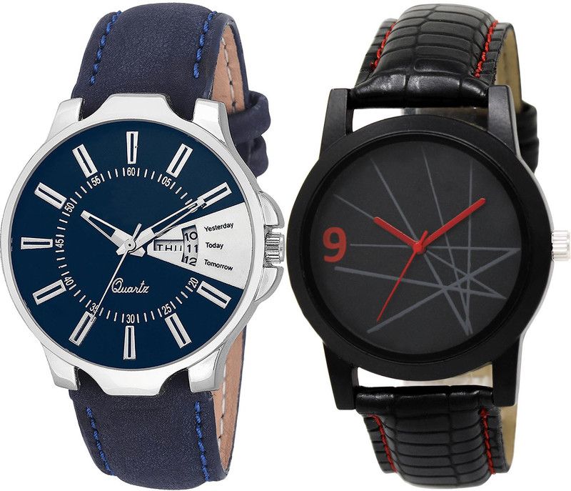 combo watch Analog Watch - For Girls Latest Stylish Day And Date Analogue Blue And Black Color Boys And Men Watch - BL46.23-BL46.8 (Combo Of 2 )