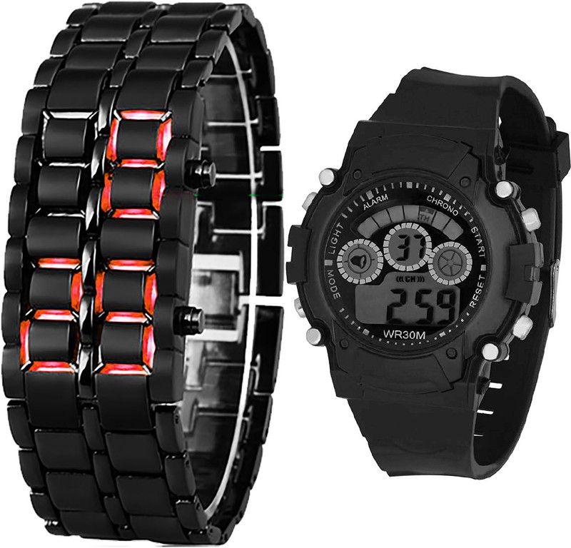 combo watch Analog Watch - For Girls Modern Present Led Matel And Kids Analogue Black Color Boys And Men Watch - B127-B1 (Combo Of 2 )