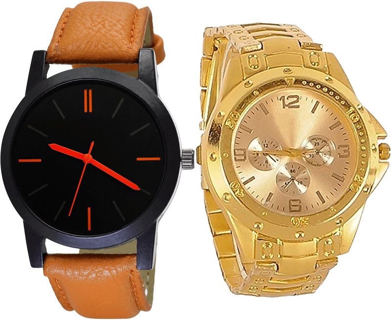 combo watch Analog Watch - For Girls New Analogue Analogue Brown And Gold Color Boys And Men Watch - B112-B71 (Combo Of 2 )