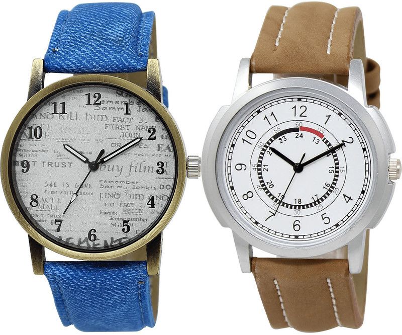 combo watch Analog Watch - For Girls Classical Quartz Analogue Blue And Brown Color Boys And Men Watch - BL46.28-BL46.17 (Combo Of 2 )