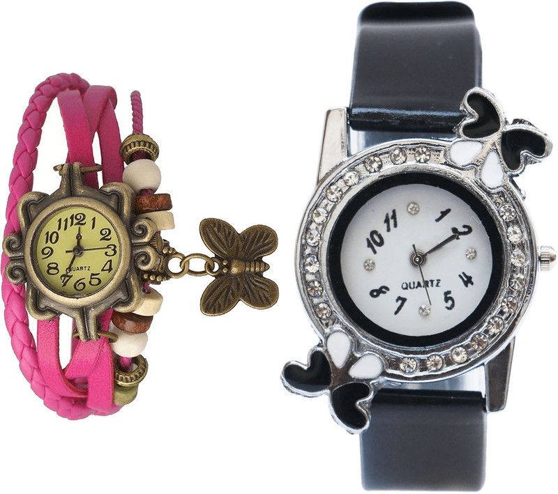 Analog Watch - For Women Modern Diwali Pink And Black Color Combo Watch (G63-G97) For Girls And Women
