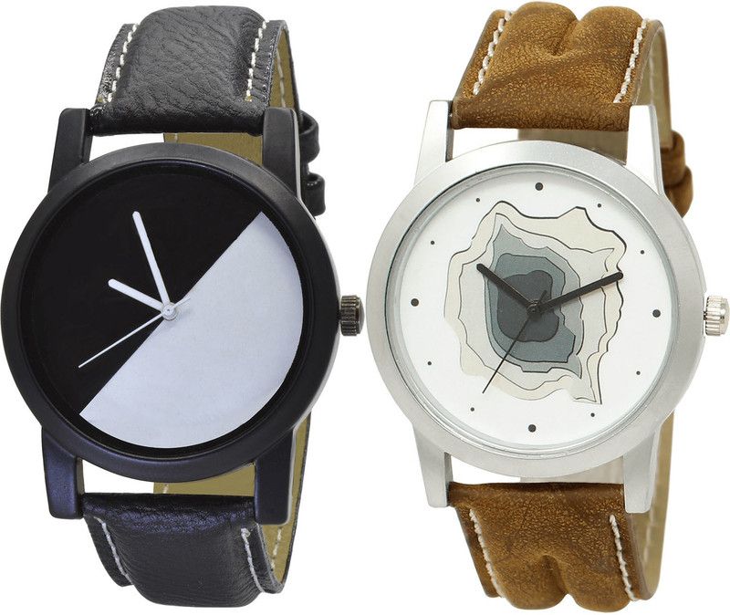 combo watch Analog Watch - For Girls Treading Heart Analogue Black And Brown Color Boys And Men Watch - B32-BL46.9 (Combo Of 2 )