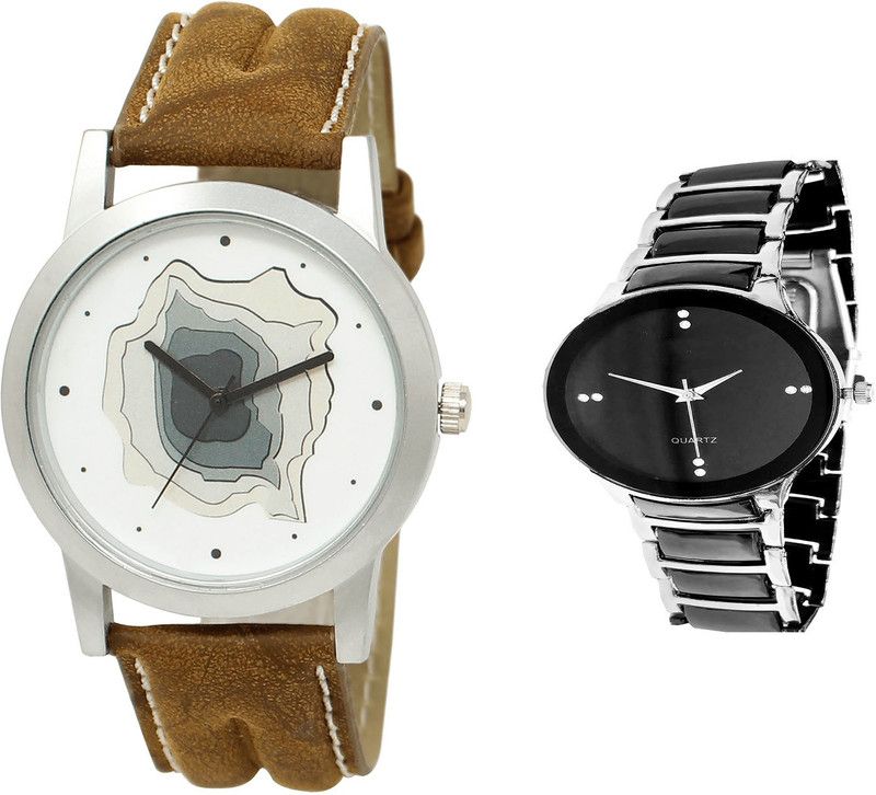 combo watch Analog Watch - For Girls Modish Chronograph Analogue Brown And Black Color Boys And Men Watch - BL46.9-B68 (Combo Of 2 )