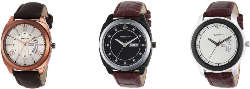 Day and Date Combo Gift Set of 3 Unique Designer Stylish Analog Watch - For Men TSC-001-002-021