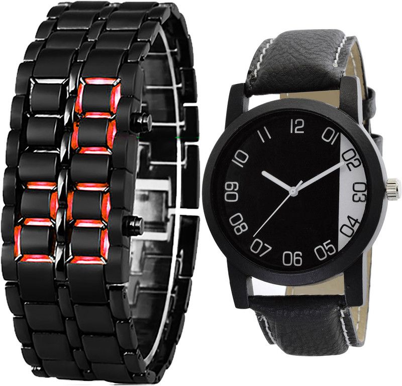 combo watch Analog Watch - For Girls Brand New High Quality Led Matel Analogue Black Color Boys And Men Watch - B127-B38 (Combo Of 2 )