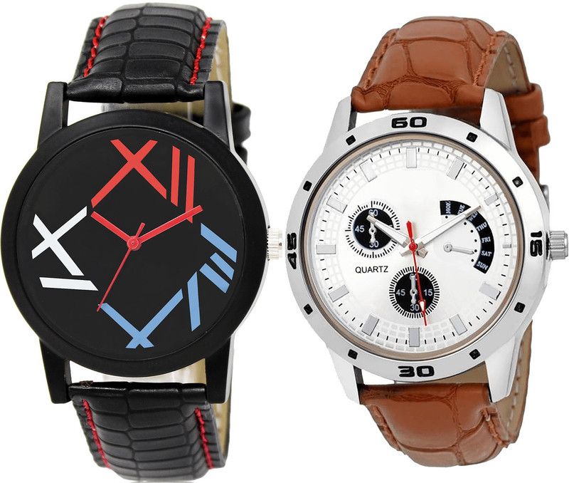 combo watch Analog Watch - For Girls Latest Fashionable Analogue Black And Brown Color Boys And Men Watch - BL46.12-B52 (Combo Of 2 )