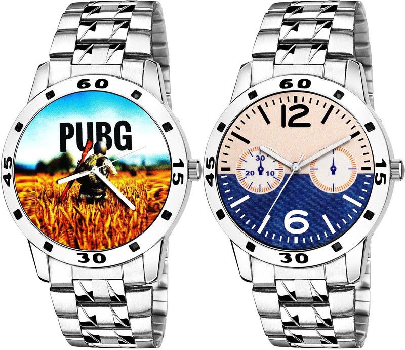 combo watch Analog Watch - For Boys Treading High Quality Pubg Military Army Chain Watch And Chain Watch Silver Color Men Watch - B488-B800 (Combo Of 2 )