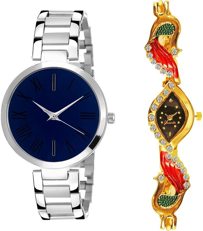 combo watch Analog Watch - For Girls Contemporary Wrist Peacock Analogue Silver And Gold Color Girls And Women Watch - G298-G117 (Combo of 2 )