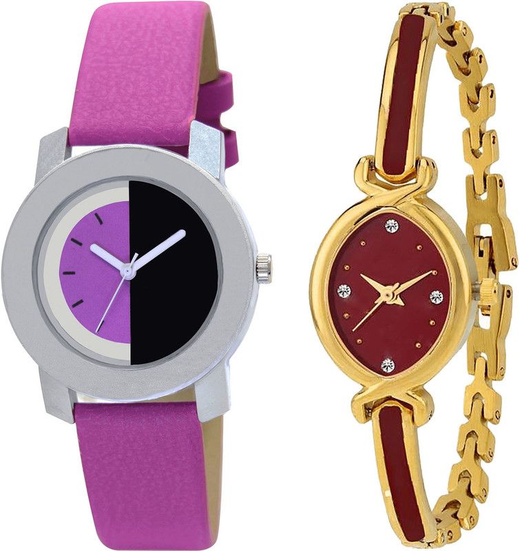 combo watch Analog Watch - For Girls New Fashionable Analogue Pink And Gold Color Girls And Women Watch - G275-G122 (Combo of 2 )