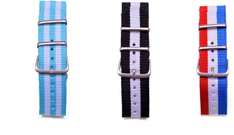 Watch Me Make Your Own Watch By Watch Me- NATO Multicolored Straps (ONLY Straps)-MYOW COLLECTION (All Straps in this collection-22 mm except Black Strap-20 mm,Military Strap -20 mm) myow-arg-bk-w-france 22 mm Fabric Watch Strap  (Multicolor)