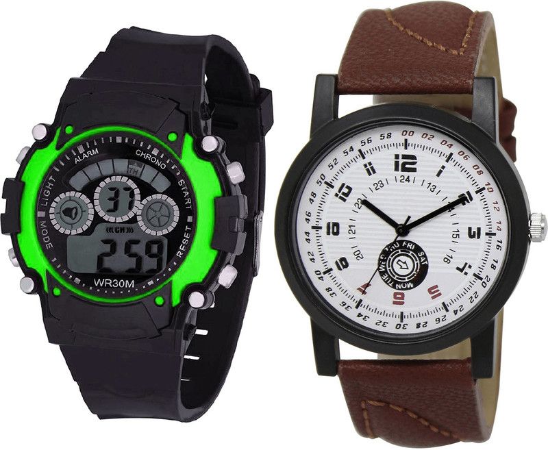 combo watch Analog Watch - For Girls Classical Collegian Kids Analogue Black And Brown Color Boys And Men Watch - B3-BL46.11 (Combo Of 2 )