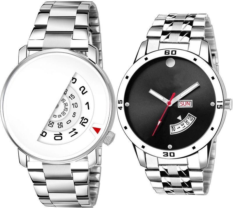 combo watch Hybrid Smartwatch Watch - For Men Classical Royal Day And Date Analog Silver Color Boys And Men Watch - BL46.106-BL46.104 (Combo Of 2 )