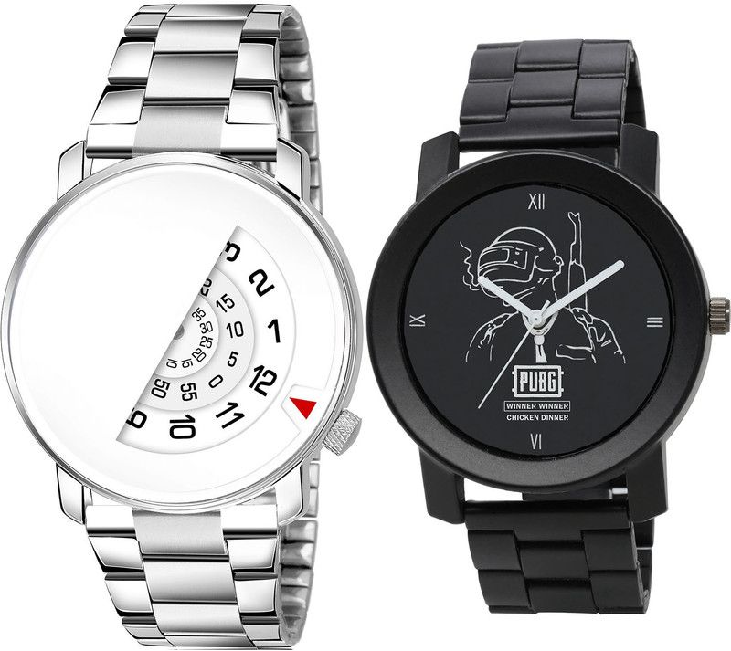 combo watch Analog Watch - For Men Contemporary Formal Day And Date And PUBG Military Army Analog Silver And Black Color Boys And Men Watch - BL46.106-B165 (Combo Of 2 )