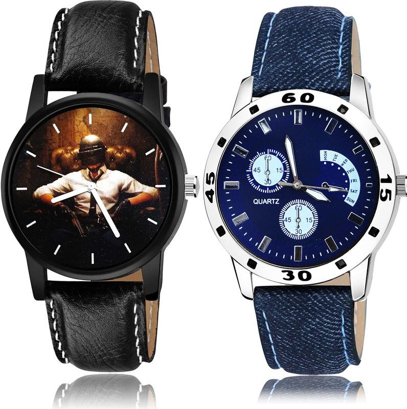 combo watch Analog Watch - For Boys Treading Model Pubg Military Army Black And Blue Color Boys And Men Watch - B439-B57 (Combo Of 2)