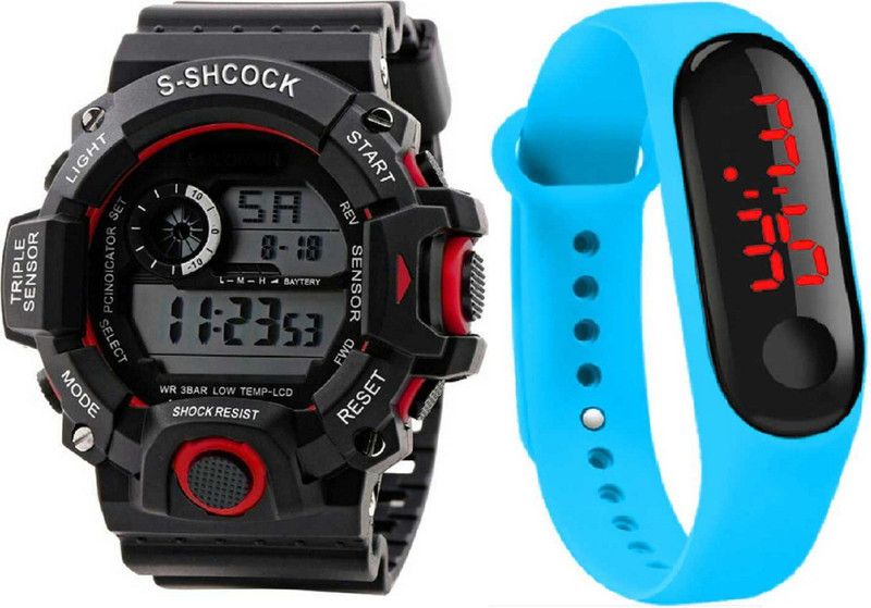 -KIDS-BOYS-G-SPORT LOOK BAND SHOCK CHRONOGRAPH RESISTANCE LUMINOUS STYLE SUPER SOLID Analog-Digital Watch - For Boys ORIGINAL-SK-026-ANALOG-DIGITAL-SET-OF-2