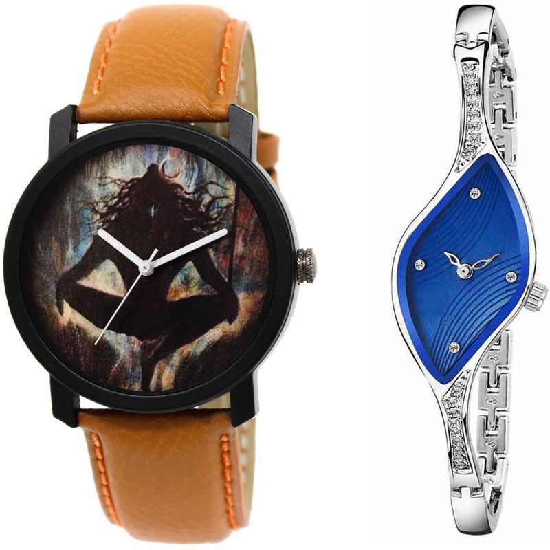 BRWN DHYANI ORANGE B. & RAGA BLUE Analog Watch - For Men & Women BROWN DHYANI COMBO WATCH FOR MEN AND WOMEN