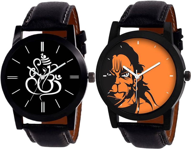 combo watch Analog Watch - For Men & Women New 3D Design Ganpati And Hanuman Analogue Black Color Boys And Men Watch - B27-B26 (Combo Of 2 )
