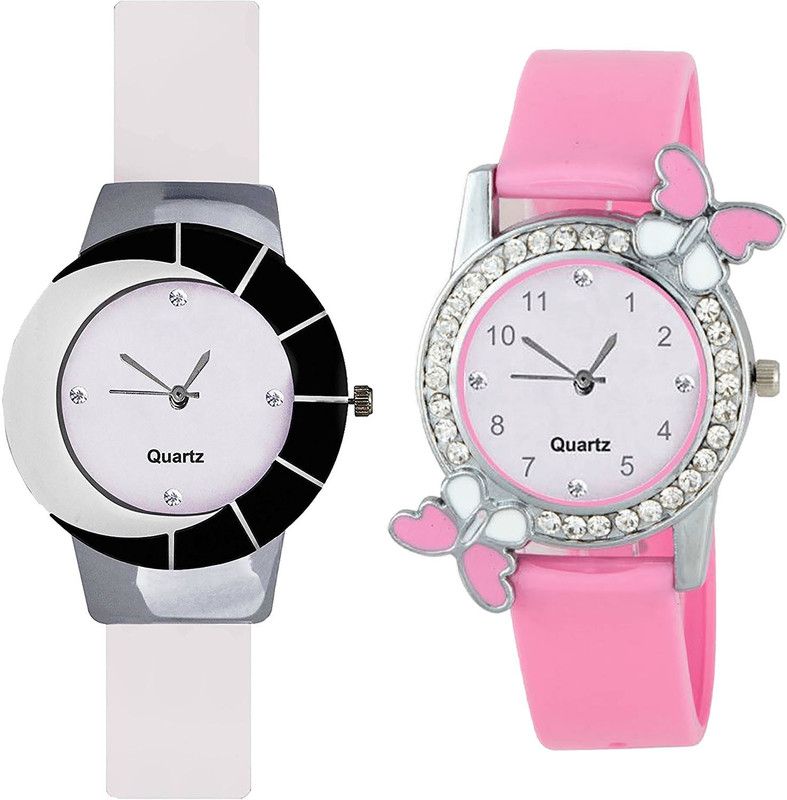 combo watch Analog Watch - For Girls Treading Royal Analogue White And Pink Color Girls And Women Watch - G11-G99 (Combo Of 2 )