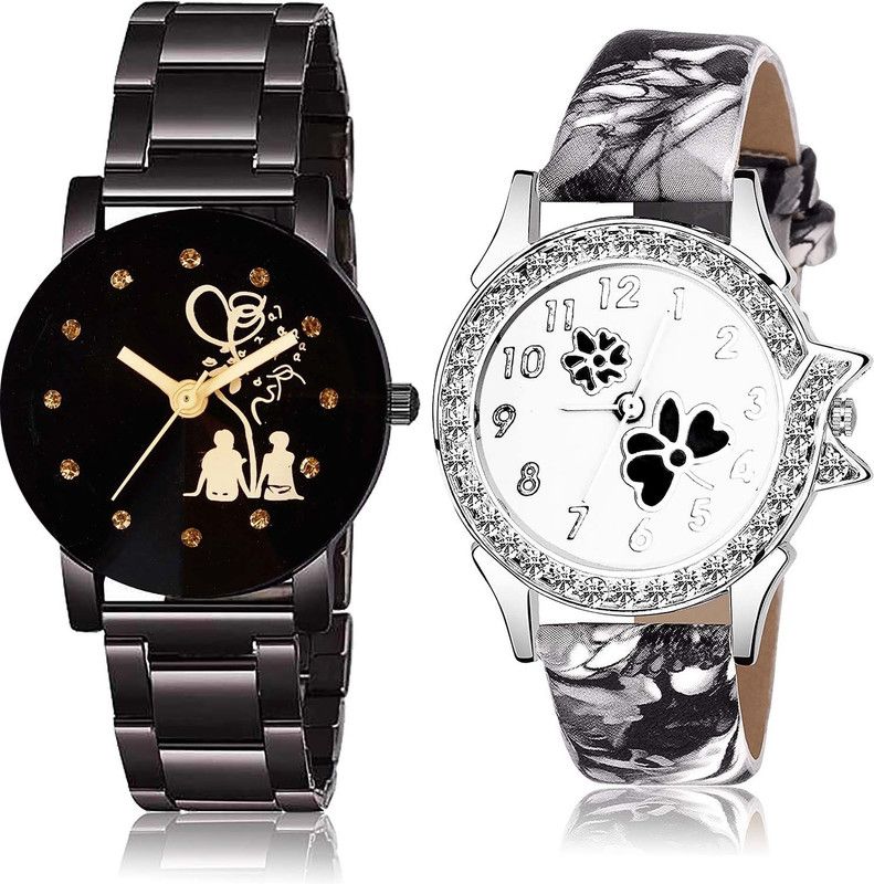 combo watch Analog Watch - For Women Contemporary Formal Love Valentine Couple Chain And Flower Dimond Combo Watch For Girls And Women - GC52-G408