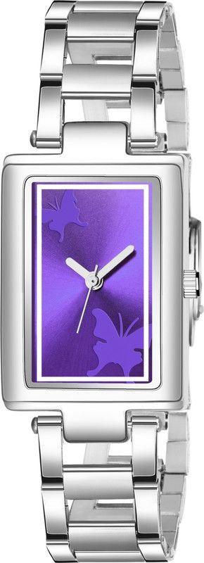 Analog Watch - For Boys New Lady good look for Purple Square Adjustable Steel Strap