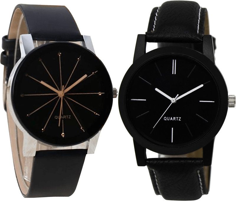 combo watch Analog Watch - For Girls New Heart Love Dad Analogue Black Color Boys And Men Watch - B51-BL46.5 (Combo Of 2 )