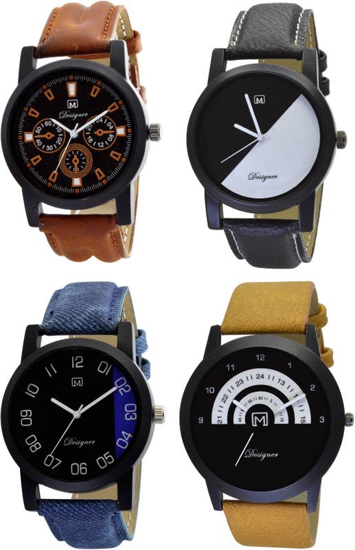 Analog Watch - For Men Analogue Combo pack of 4 Multicolor Dial Watch for Boys & mens Om-184