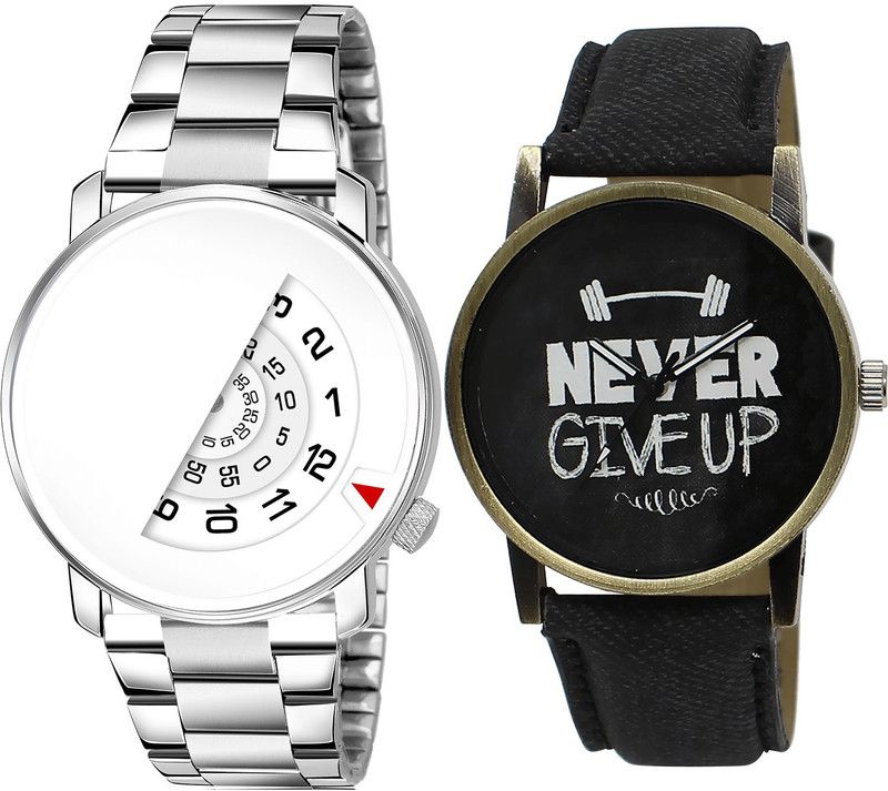 combo watch Hybrid Smartwatch Watch - For Men Day And Date And Never Give Up Analog Silver And Black Color Watches