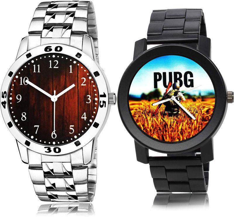 combo watch Analog Watch - For Men Modern Valentine Wood Texture Chain Watch And Pubg Military Army Chain Watch Watch - B660-B489 (Combo Of 2 )
